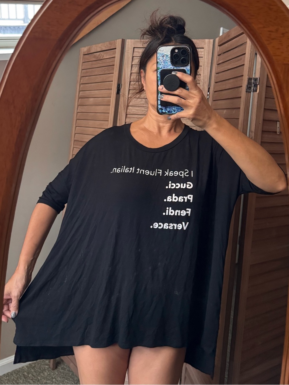 Los Angeles Apparel Black Oversized Graphic Short Sleeve Tee